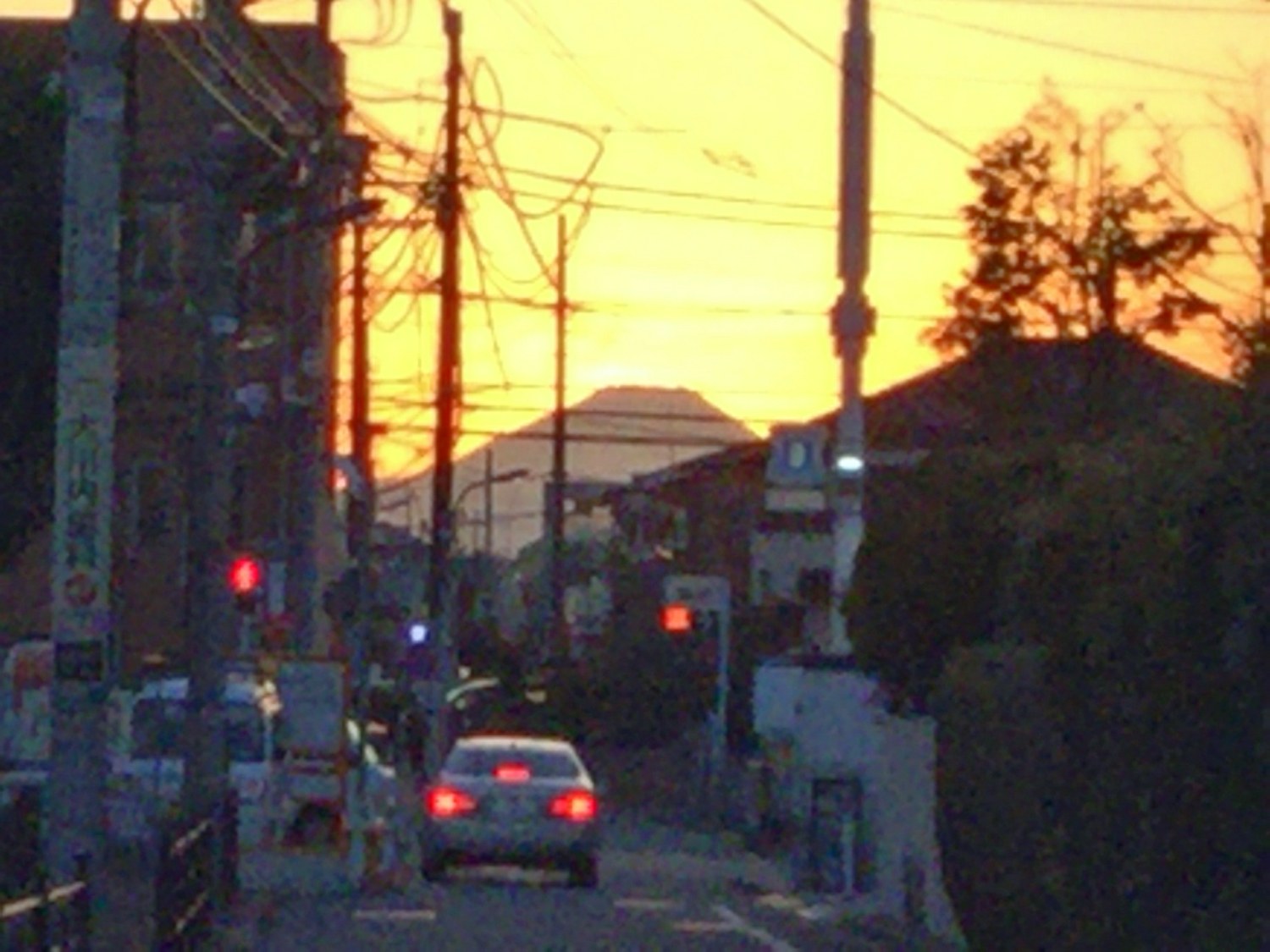 夕焼けの富士山 画像