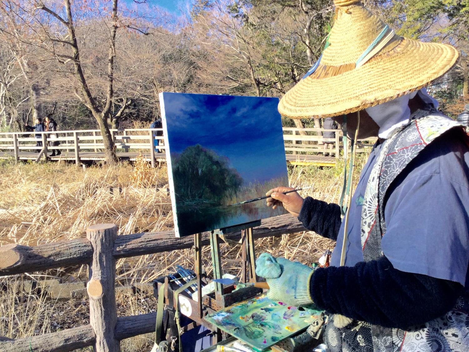 石神井公園をこよなく愛する画家 画像